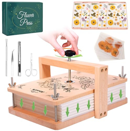 Aboofx Large Flower Press Kit, 11.8 x 8.3 6 Layers Wood Flower Pressing kit with Storage Bags for Dried Flower Plant Wedding Bouquet Preservation Kits, DIY Art & Crafts Gift for Adult Craft Lovers