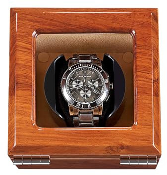 Einzelne Automatische Uhrenbewegerbox Hölzern Mechanische Uhr Mit Automatikaufzug, Staubdichtes Gehäuse Drehbare Uhren Vitrine Box Mit 4 TPD-Modi Leiser Mabuchi-Motor Für Männer Und Frauen Uhren