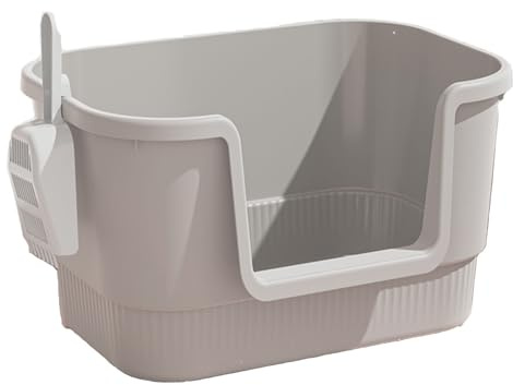 MEISO Toilette per Gatti con Vassoio e Paletta, Lettiera Aperta con Lati Alti per Tutti i Tipi di Gatto (Grigio)