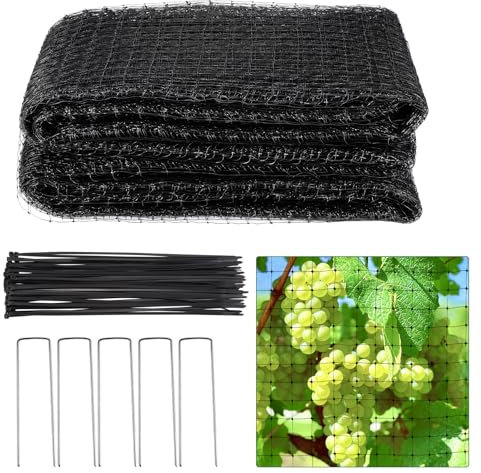 Gueenky Filet Anti Oiseaux, 2,1m×30m Filet Protection Jardin Noir Filet de Jardin Potager Voliere de Protection Anti-Oiseaux pour Protéger Plantes Fruits Fleurs Étangs