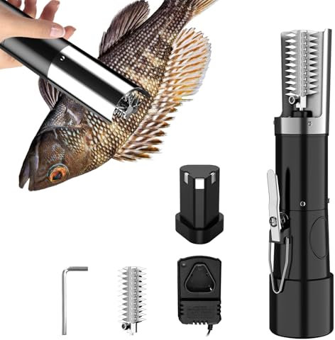 Gotrain Elektrischer Fischschupper Wiederaufladbar Electric Fish Scraper Wasserdicht with 2000mAh Batterie und Handbuch Fischentschupper, Automatischer Fischschuppen-Entferner