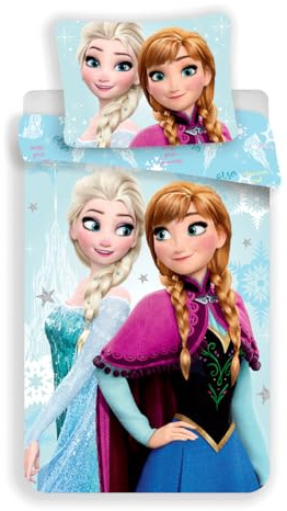 Disney Frozen Bettwäsche Eiskönigin Anna ELSA Kopfkissen Bettdecke für 135/140x200 blau