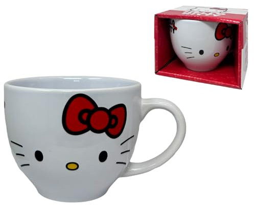 CARTOON Tazza Hello Kitty 380 ml tazza in ceramica modello largo jumbo per bambini con scatola