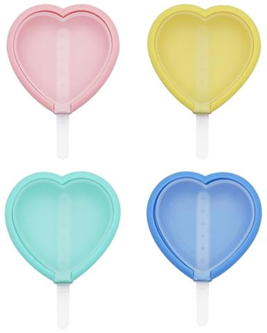 4 Pcs Ice Lolly Moulds with Sticks,Ice Cream Silicone Maker with Non-Spill Lid,Reusable Mini Mouldsfor DIY Homemade Dessert Chocolate