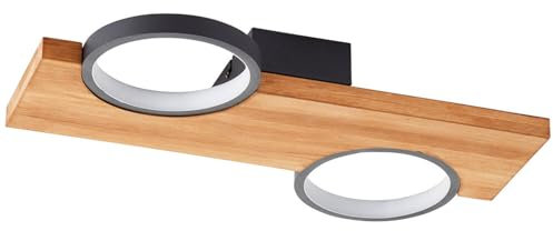 A.S. Création LED Deckenleuchte in Braun Schwarz aus Holz - Moderne Lampe Lichtfarbe Warmweiß DD128616 - Innenleuchte - 40cm (B) x 5,2cm (H)