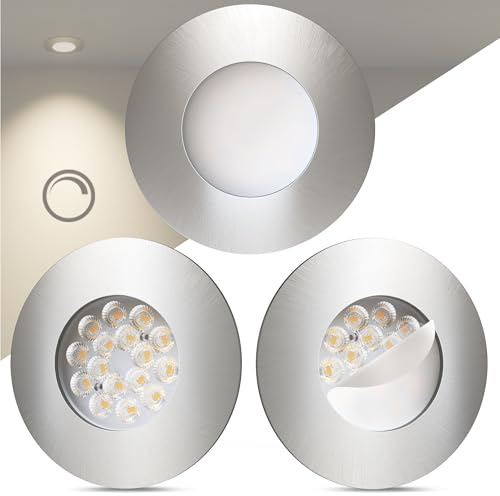 Scandinavian home 3er Set LED Einbaustrahler 230V Dimmbar - LED Spots 230V Warmweiß 3000K, 470 lm, CRI 90+, 68mm Lochmaß - IP44 Badezimmer Geeignet - Deckenspots Aluminium, Deckenleuchte Spot