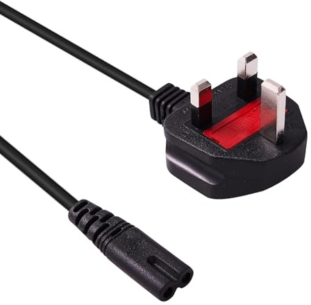 UK Mains Power Lead 2 Pin Mains Power Lead Fig Figure 8 Cable, Compatible with PS4 PS5 Xbox Samsung JVC Philips LG Sharp Sony TV Canon Pixma HP Brother Printer Asus Toshiba Laptop Charger UK (1.8M)