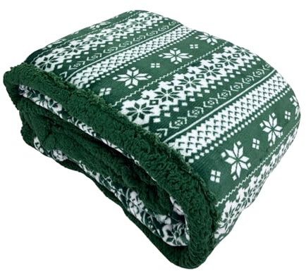 Tata Home Coperta Divano Matrimoniale Coperta Morbida Plaid Divano in Morbido e Caldo Pile Invernale Peloso in Fantasia Misura 200x230 cm Dis. Lapponia Colore Verde