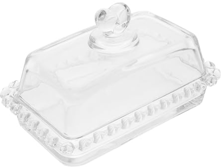 FIXOSHEE Mantequera de Vidrio Transparente con Tapa para Conservación de Mantequilla Diseño Compacto y Elegante para Mesa y Refrigerador Recipiente Duradero y Versátil para Snacks y