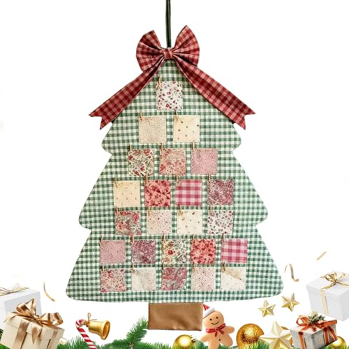 Adventskalender, tyg heminredning - handgjorda kalenderväggdekorationer | för vardagsrum, sovrum, kontor, , fönster, hylla, fester, födelsedag, kväll,