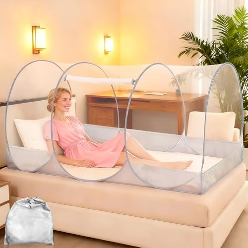 Zanzariera pieghevole, Zanzariera da Viaggio Regolabile 190x90x35 cm con custodia, Pop up Portatile Pieghevole facile per letto singolo, uso interno ed esterno