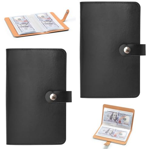 Zouwel 2 Pack 100 Envelopes Money Saving Challenge Wallet with Binder | Black Saving Notebook, Budget Cash Organiser, Savings Challenge Book, Home & Office Use, For Couples