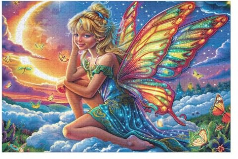 Phénix aux Plumes colorées 1000 Pieces Casse-tête Adulte en Carton Haute Densité Nuages, Lune et Vague Difficile Motif Complexe Décoration Murale Anti-Stress Idée Cadeau Anniversaire 1000 PCS