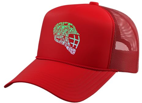 Boys Lacrosse Helmet Lacrosse Goalkeeper Stuff Mens Lacrosse Trucker Hat with Adjustable Mesh Back, Red