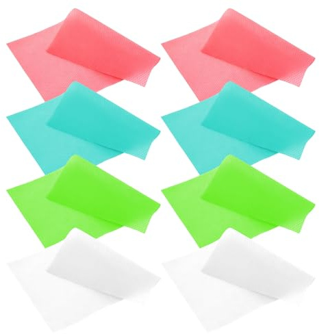 8 Pcs Fridge Shelf Liner, Transparent Refrigerator Mat, Waterproof Non-Slip Washable EVA Fridges Pad, Antibacterial Easy-Clean DIY Protective Pad for Fridge Drawer Cupboard Kitchen Storage