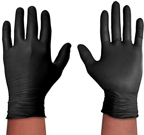 Spontex Black Protect, 20 Einmalhandschuhe aus Nitril, besonders reißfest und strapazierfähig, latexfrei und ungepudert, Größe L