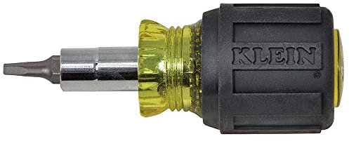 Stubby Multi-Bit Screwdriver and Nut Driver, #1 and #2 Square Recess, 3/16-Inch Slotted, #2 Phillips, 1/4-Inch and 5/16-Inch Nut Drivers Klein Tools 32562