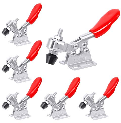 Ledoo 6Pcs Kniehebelspanner Schnellspanner GH-201 Horizontal Toggle Clamp 90 kg /198lbs Fassungsvermögen Kniebelklemme Vertikaler Kniehebelspanner für Maschinenbetrieb, Zimmerei