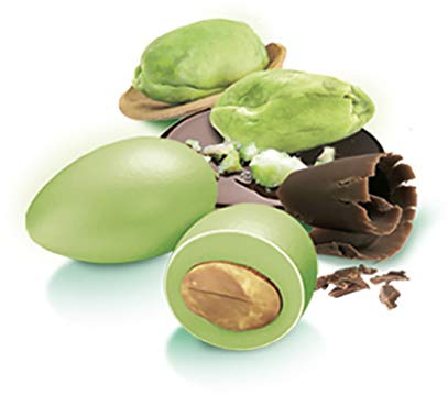 Confetti Papa | Confetti Cioccolato e Mandorla gusto PISTACCHIO | Colore VERDE | Confetti con vera frutta, senza glutine e adatti alla dieta vegetariana | Certificati Kosher | Confezione da 500 g