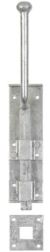 Hardware Solutions Monkey Tail Gate Bolt, Galvanised, 304mm | Steel construction with fixings and floor plate for securing heavy doors and gates.
