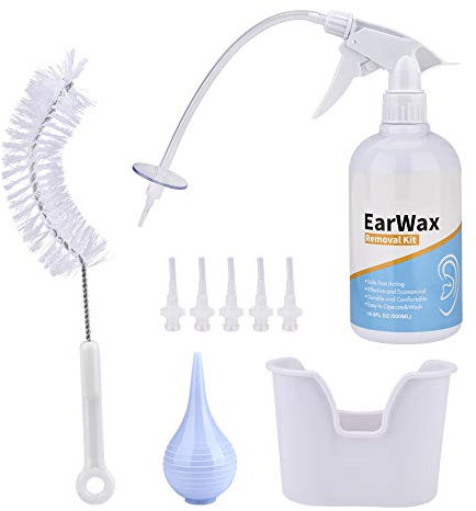 DYHQQ Herramienta para Quitar Cera de los oídos, Kit de Limpieza Segura para los oídos, Bomba para Quitar la Cera de los oídos, Kit de Lavado, Incluye Botella rociadora, Lavabo, jeringa de Bulbo