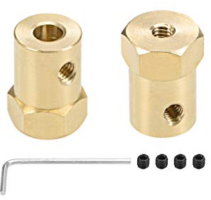 sourcing map 2Stk. Sechskantkupplung 5mm Bohrungsmotor Wellenkupplung | Messing, Sechskant, Flexibler Anschluss, Für Autoräder Reifen Wellenmotor