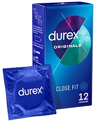 Durex Originals Close Fit Condoms for Comfort and Confidence, Transparent, Pack of 12