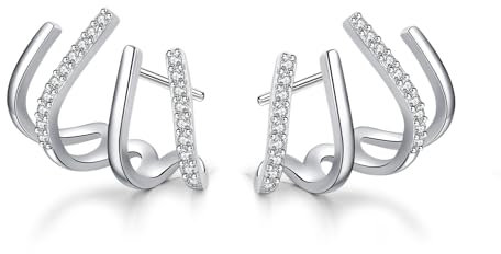 SLUYNZ 925 Sterling Silber Manschetten ohrringe für Damen Mädchen Ear Cuff Ohrringe Crawler Ohrringe Ohrklemme (A-Silber)