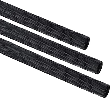 KafTon 12ft PET Expandable Braided Sleeving Black Braided Cable Sleeve (50mm)