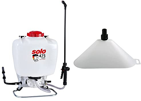 Solo Classic 15 Liter Rückenspritze, 47521, Weiß, 36 x 22 x 51 cm & 49430 ovaler Spritzschirm mit Flachstrahldüse Drucksprüher und Rückenspritzen, 32 x 11 x 16 cm