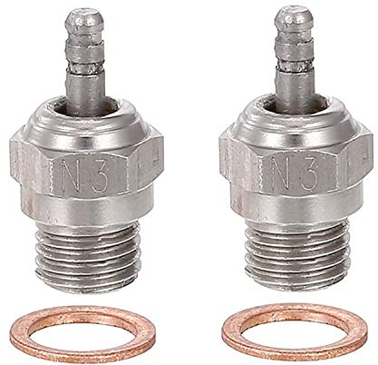 WANGCL 2PCS RC Glow Plug Nitro Glow Plug N3 for 1/10 RC Car Truck Buggy compatible with Traxxas Kyosho HSP HPI Redcat