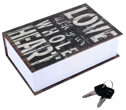 Pwshymi Dictionnaire Livre Secret Coffre fort, Boîte de Sécurité Dictionnaire en Forme Caché Détournement Argent Argent Bijoux Serrure Boîte(LOVE type)