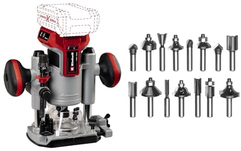 Einhell Professional Akku-Oberfräse TP-RO 18 Li BL-Solo Power X-Change (18 V, Li-Ion, Hubhöhe 35 mm, Brushless-Motor, inkl. Parallelanschlag, 15 tlg. Fräser-Set, ohne Akku & ohne Ladegerät)