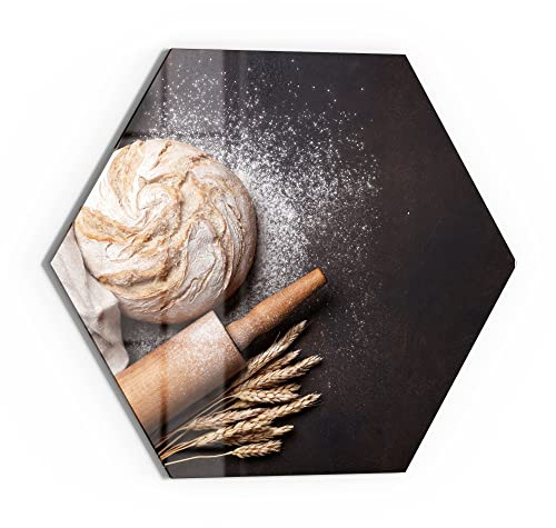 DEQORI Glas-Magnettafel | 55x47,6 cm groß | Motiv Brot mit Nudelholz | Memo-Board aus Glas | Magnetboard inkl. Magnete, Stift & Tuch für Küche & Büro | Tafel magnetisch & beschreibbar