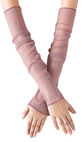 BYNYXI Damen Fingerlose Handschuhe Lange Armstulpen, 1 Paar Sonnen Handschuhe UV-Schutz Sonnenschutz Manschetten Tüll Lang Handstulpen Fingerlose Ellbogen Sommerhandschuhe für Radfahren,Laufen