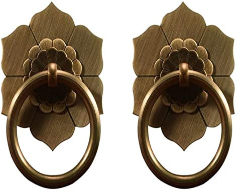 Antiker Schubladen-Schaukel-Drop-Ring-Zug, Kupfer-Cup-Griffe, 2 Messing-Ring-Zuggriffe, Küchenschränke, Kleiderschrank, Schublade, Vintage-Möbelbeschläge, Zugring (Bronze) ( Color : Antique Bronze )