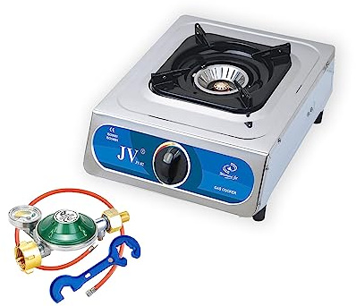 JV Gaskocher Camping 1-flammig, 5 kW, Edelstahl, mit Zündsicherung