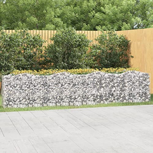 BaraSh Lit surélevé à gabions arqué 400x50x100 cm Fer galvanisé,Bordure Pierre,Kit Gabion,Gabion Jardiniere