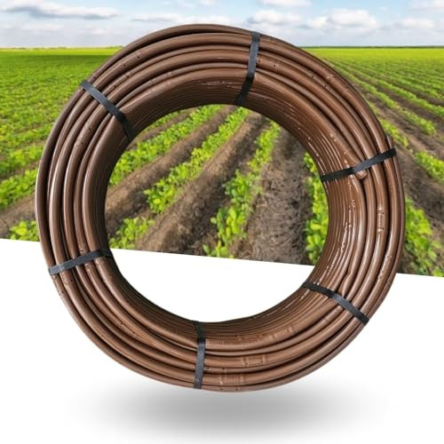Tubo Ala Gocciolante Marrone per Irrigazione a Goccia Ø 16 Passo 20 | Passo 30 | Passo 33 | Irrigazione Automatica per Orto e Giardino con Doppio foro 2 lt/h (Passo 20, 200 metri)