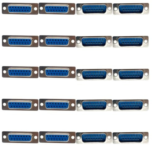 PENGLIN 10PCS DB15 Stecker und 10PCS Buchse Lötadapter, RS232 15 Pins D-Sub Seriell Adapter für PC Zubehör