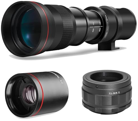 High-Power 420-1600mm f/8 Manual Telephoto Lens for Nikon Z5, Z6, Z6 II, Z7, Z7 II, Z8, Z9, Z30, Z50, Zf, Zfc Mirrorless Cameras