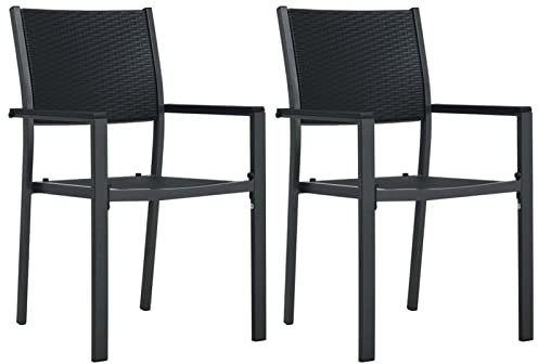 ZEYUAN Gartenstühle 2 STK. Gartenmöbel, Balkonstühle, Hochlehner, Balkonmöbel, Bistrostuhl, Garten Stühle, Sit Möbel, Armlehnenstuhl, Schwarz Kunststoff Rattan-Optik