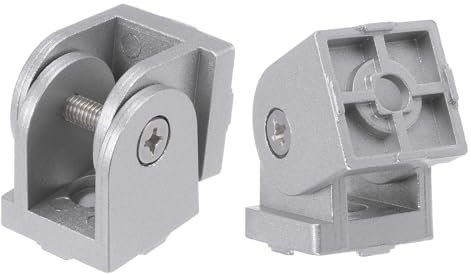 sourcing map 2Pcs Die-Cast Aluminum Pivot Joint 180°Adjustable Flexible Pivot Joint Connector for 3030 Series Aluminum Extrusion Profile, Aperture 8mm, Silver Tone