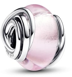 PANDORA Moments Umschlungenes Rosafarbenes Murano-Glas Charm aus Sterling Silber, Kompatibel Moments Armbändern, 793241C00