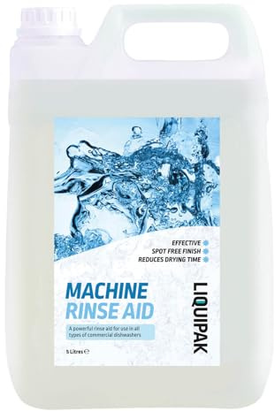 Liquipak Rinse Aid 5L – Automatic Dishwasher & Glasswasher Rinse Aid. Prevents spots, streaks & smears on dishes, glassware & cutlery. Commercial use.