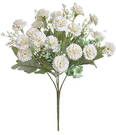 RWRAPS Artificial Flowers Korean Style20 Heads Artificial Flowers Fake Flowers Holding Flowers Bouquet Small Lilac Carnation (Color : Purple) (White)