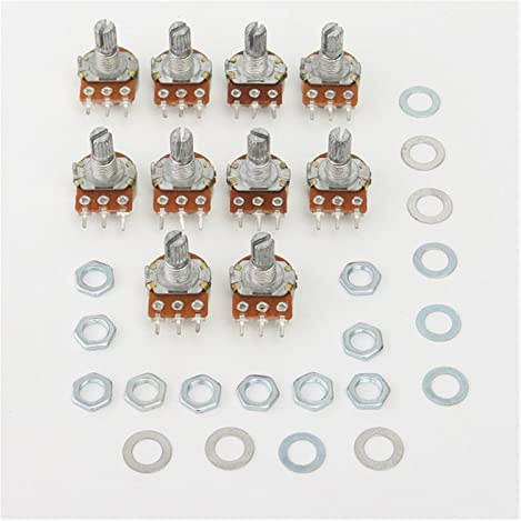 Schalter Encoder WH148 Linear Potentiometer 15mm Welle 3pin mit Muttern und Unterlegscheiben, Drehschalter B1K B2K B5K B10K B20K B50K B100K B250K B500K B1M Zubehör für Industrieschalter (Size : 10K O