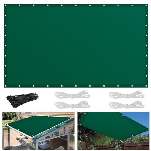 Sonnensegel 4x5m, Wasserdicht UV-Schutz Markisenstoff mit Ösen und Seil, Sonnenplane Rechteckig Reißfest Wetterfest, für Balkon Garten Terrasse, Grün