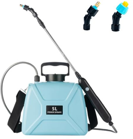 JUCHRZEY Pulverizador eléctrico agrícola de 5 l, pulverizador atomizador automático de 2 modos, aspersor de riego de jardín de 1800 mAh/2400 mAh para granja de césped y jardín