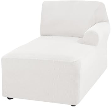 DEZYPZAM Chaiselongue Schonbezüge, Chaiselongue-Bezug, Weicher Chaiselongue Bezug mit Linkem/Rechtem Arm Möbelschutz für Wohnzimmer (Weiß,Rechts)